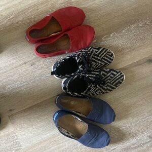 TOMS Red, Black & White and Navy Sneakers Trio